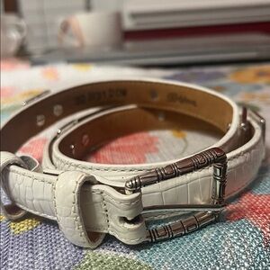 Brighton Leather Croco belt 32 white tan